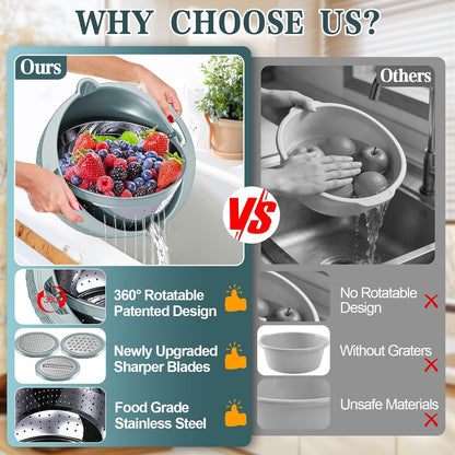 Over the Sink Colander - 6QT Strainers and Colanders - Stainless Steel Strainer - Expandable Sink Colander with Rubber Grip for Strain, Drain, Rinse Fruits, Vegetables, Home Kitchen Essentials