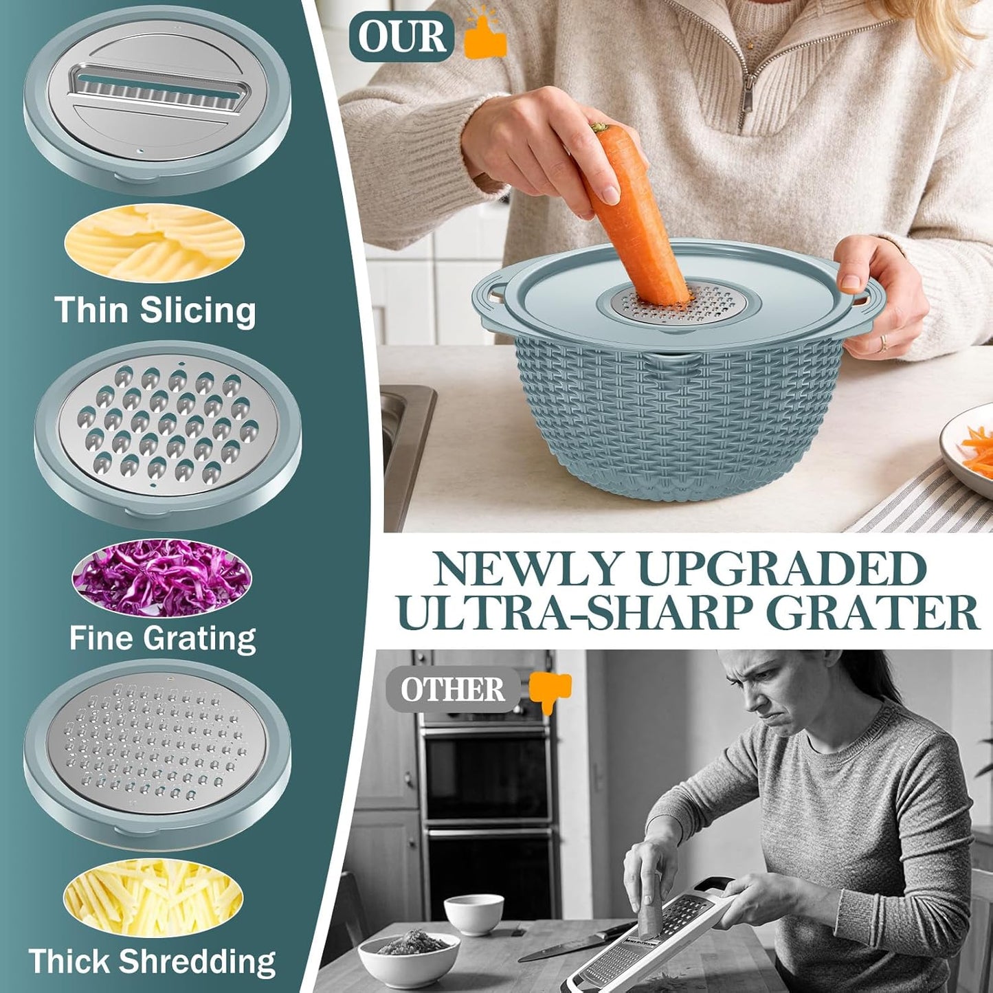Over the Sink Colander - 6QT Strainers and Colanders - Stainless Steel Strainer - Expandable Sink Colander with Rubber Grip for Strain, Drain, Rinse Fruits, Vegetables, Home Kitchen Essentials