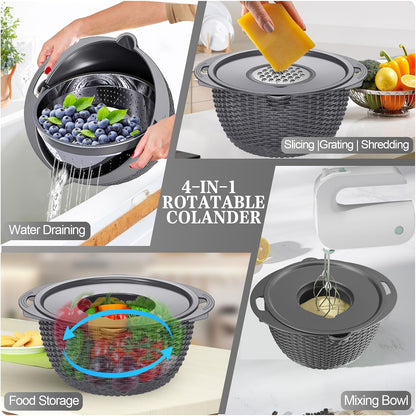 Over the Sink Colander - 6QT Strainers and Colanders - Stainless Steel Strainer - Expandable Sink Colander with Rubber Grip for Strain, Drain, Rinse Fruits, Vegetables, Home Kitchen Essentials
