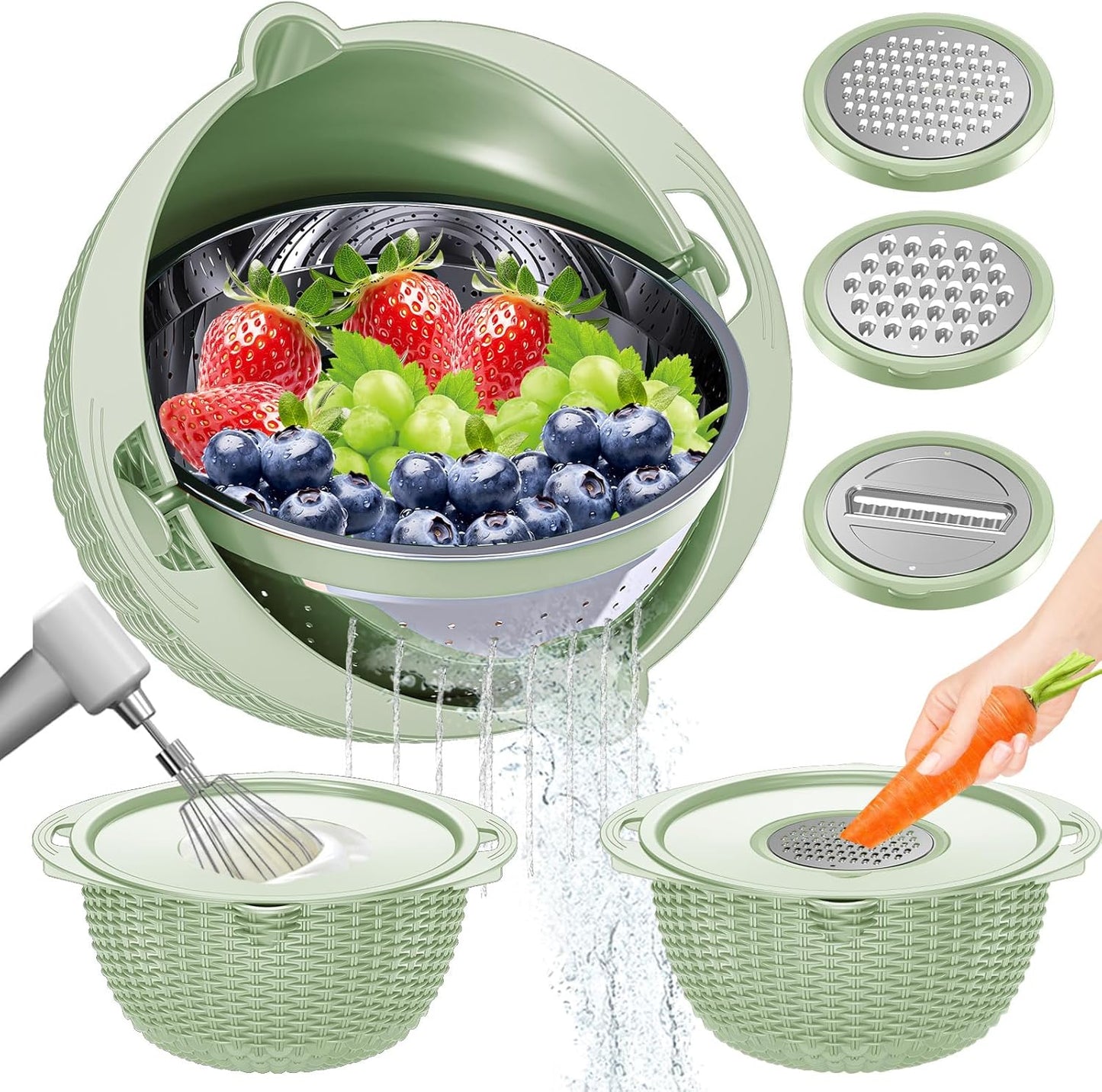 Over the Sink Colander - 6QT Strainers and Colanders - Stainless Steel Strainer - Expandable Sink Colander with Rubber Grip for Strain, Drain, Rinse Fruits, Vegetables, Home Kitchen Essentials