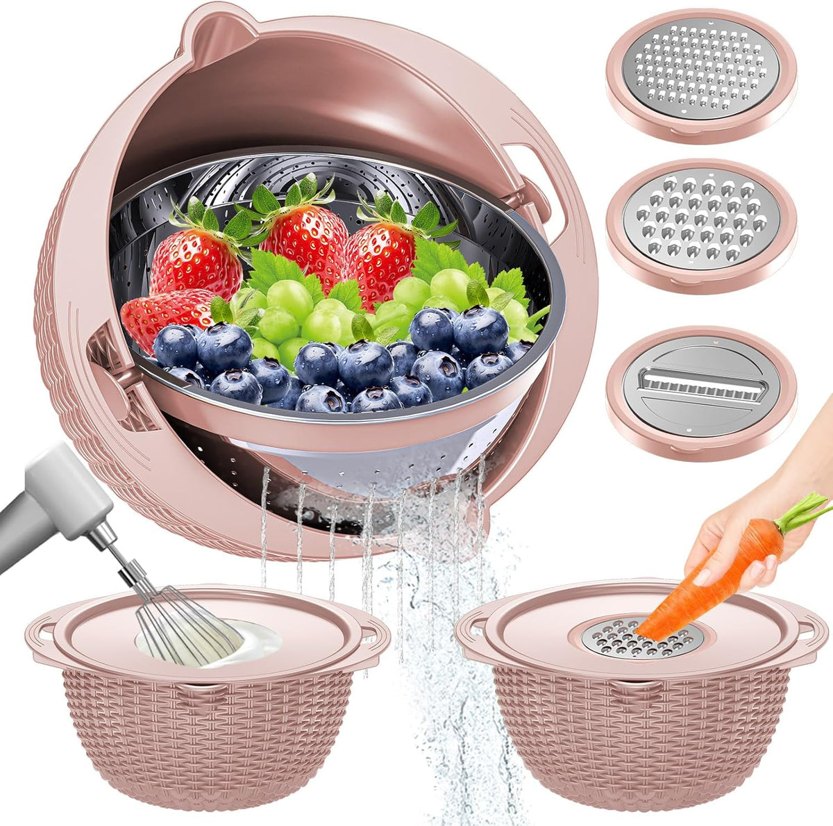 Over the Sink Colander - 6QT Strainers and Colanders - Stainless Steel Strainer - Expandable Sink Colander with Rubber Grip for Strain, Drain, Rinse Fruits, Vegetables, Home Kitchen Essentials