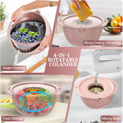Over the Sink Colander - 6QT Strainers and Colanders - Stainless Steel Strainer - Expandable Sink Colander with Rubber Grip for Strain, Drain, Rinse Fruits, Vegetables, Home Kitchen Essentials
