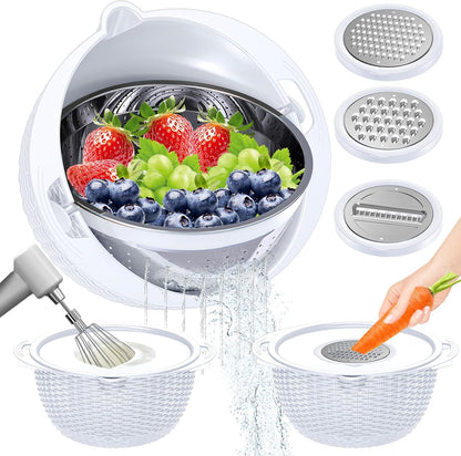 Over the Sink Colander - 6QT Strainers and Colanders - Stainless Steel Strainer - Expandable Sink Colander with Rubber Grip for Strain, Drain, Rinse Fruits, Vegetables, Home Kitchen Essentials