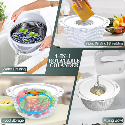 Over the Sink Colander - 6QT Strainers and Colanders - Stainless Steel Strainer - Expandable Sink Colander with Rubber Grip for Strain, Drain, Rinse Fruits, Vegetables, Home Kitchen Essentials