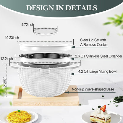 Over the Sink Colander - 6QT Strainers and Colanders - Stainless Steel Strainer - Expandable Sink Colander with Rubber Grip for Strain, Drain, Rinse Fruits, Vegetables, Home Kitchen Essentials