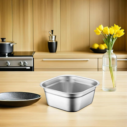 Multifunctional Square Vegetable Washing Basin 9.84 Inch Large Capacity Stainless Steel Kitchen Sink Tub for Food Prep and Cleaning