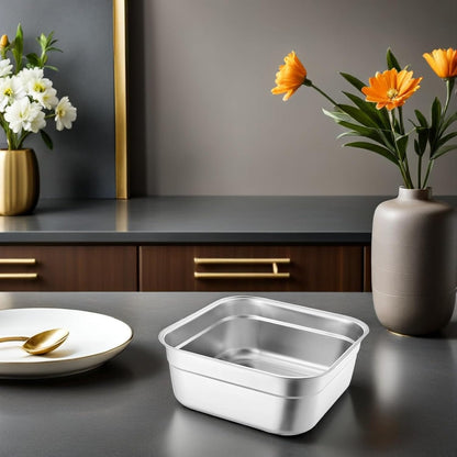 Multifunctional Square Vegetable Washing Basin 9.84 Inch Large Capacity Stainless Steel Kitchen Sink Tub for Food Prep and Cleaning