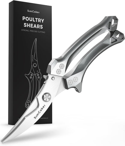 Poultry Shears, Heavy Duty Kitchen Shears With Anti-Slip Handle & Safety Lock, Poultry Scissors for Meat, Chicken, Bone,Turkey, Fish, Spring Loaded, Dishwasher Safe