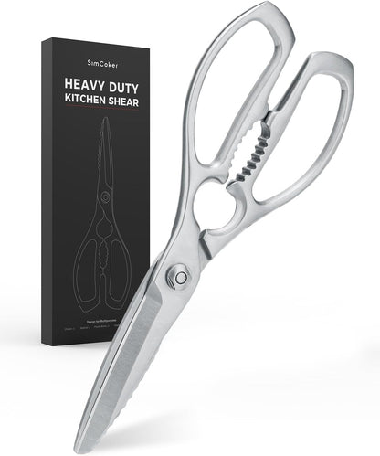 Poultry Shears, Heavy Duty Kitchen Shears With Anti-Slip Handle & Safety Lock, Poultry Scissors for Meat, Chicken, Bone,Turkey, Fish, Spring Loaded, Dishwasher Safe