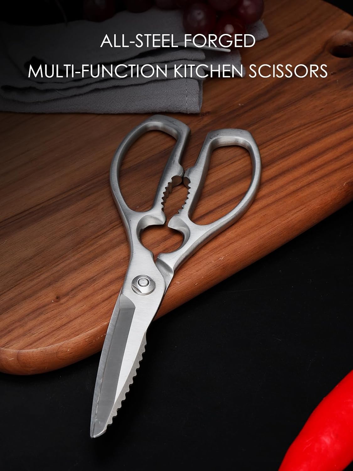 Poultry Shears, Heavy Duty Kitchen Shears With Anti-Slip Handle & Safety Lock, Poultry Scissors for Meat, Chicken, Bone,Turkey, Fish, Spring Loaded, Dishwasher Safe