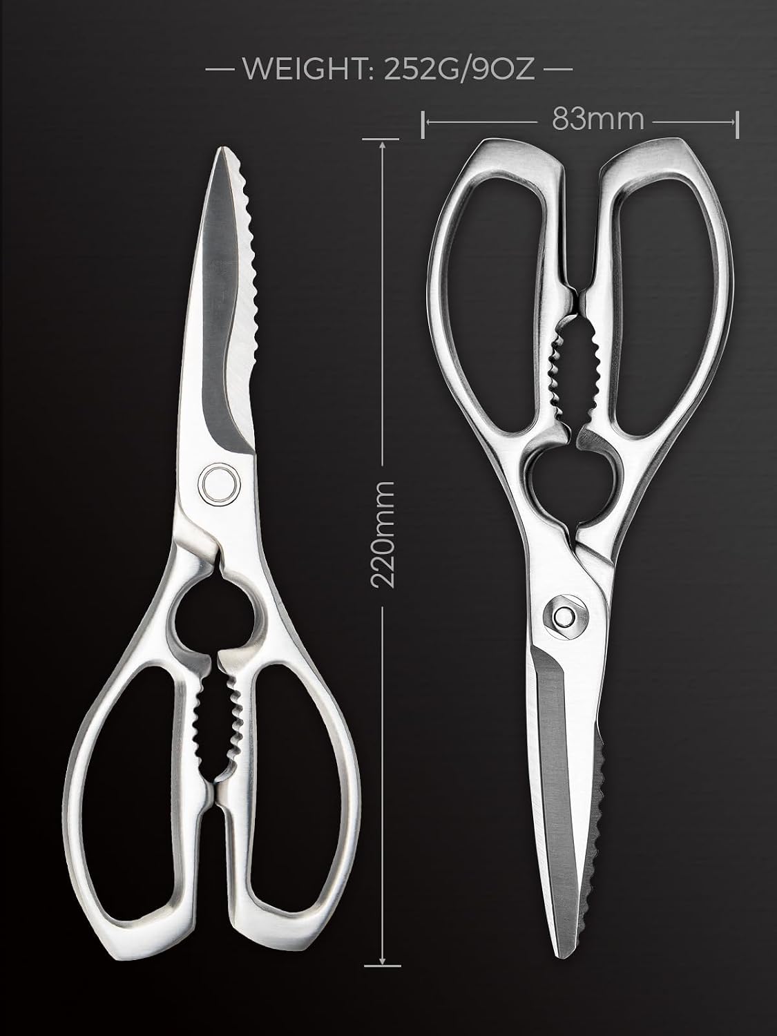 Poultry Shears, Heavy Duty Kitchen Shears With Anti-Slip Handle & Safety Lock, Poultry Scissors for Meat, Chicken, Bone,Turkey, Fish, Spring Loaded, Dishwasher Safe