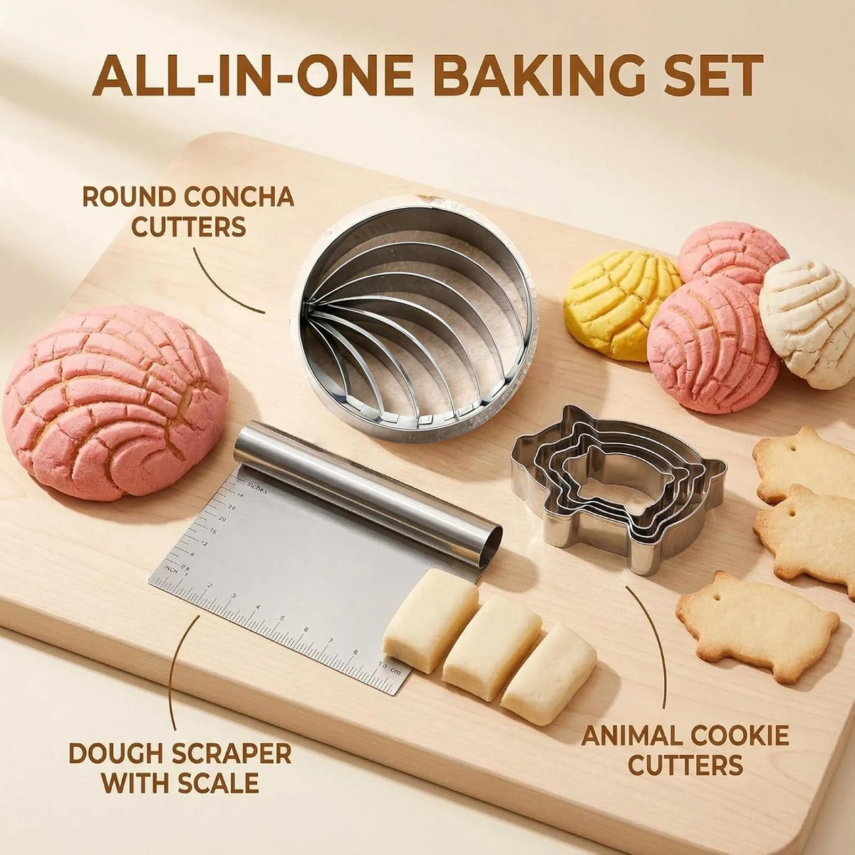 Concha Cutter Set,Stainless Steel Concha Stamp