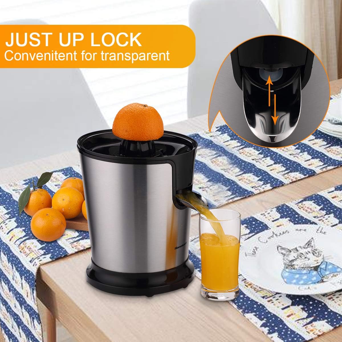 Electric Citrus Juicer, Lemon Squeezer with Stainless Steel, Orange Squeezer