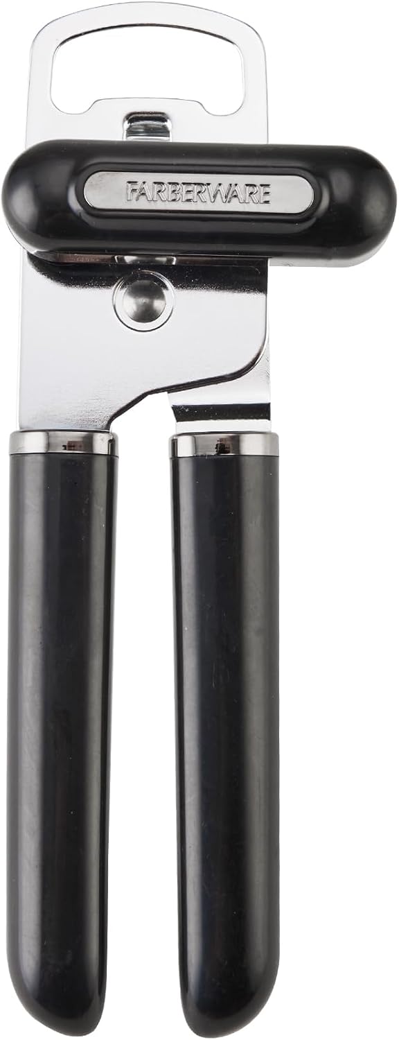 Manual Can Opener and Bottle Opener, High Carbon Stainless Steel Cutting Blade, Large Easy Turn Knob, Ergonomic Handles for Comfortable Grip, Dishwasher Safe Kitchen Gadget
