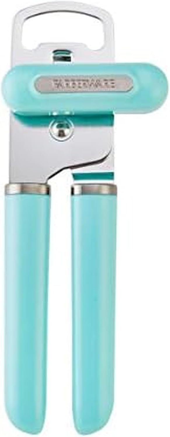 Manual Can Opener and Bottle Opener, High Carbon Stainless Steel Cutting Blade, Large Easy Turn Knob, Ergonomic Handles for Comfortable Grip, Dishwasher Safe Kitchen Gadget