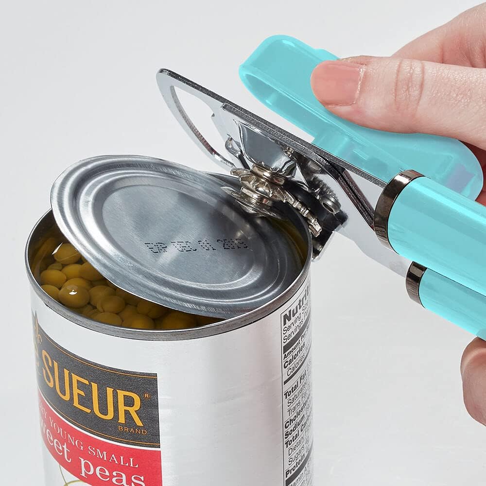 Manual Can Opener and Bottle Opener, High Carbon Stainless Steel Cutting Blade, Large Easy Turn Knob, Ergonomic Handles for Comfortable Grip, Dishwasher Safe Kitchen Gadget