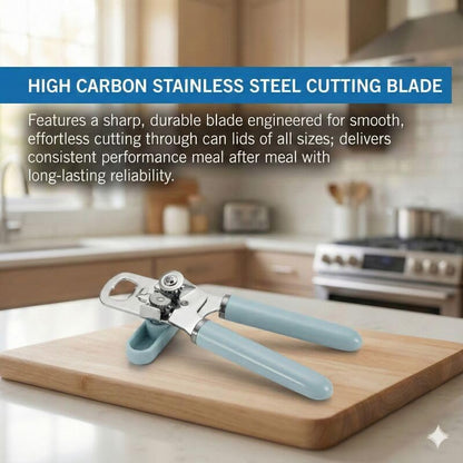 Manual Can Opener and Bottle Opener, High Carbon Stainless Steel Cutting Blade, Large Easy Turn Knob, Ergonomic Handles for Comfortable Grip, Dishwasher Safe Kitchen Gadget