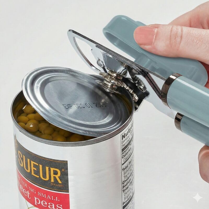 Manual Can Opener and Bottle Opener, High Carbon Stainless Steel Cutting Blade, Large Easy Turn Knob, Ergonomic Handles for Comfortable Grip, Dishwasher Safe Kitchen Gadget