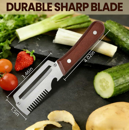 Multi-Functional Vegetable Peeler, 3 in 1 Multi Functional Wooden Handle Peeler and Bottle Opener, Kitchen Gadgets Tool for Fruit Pumpkin Peeling Potato Carrot Veggie Peeler