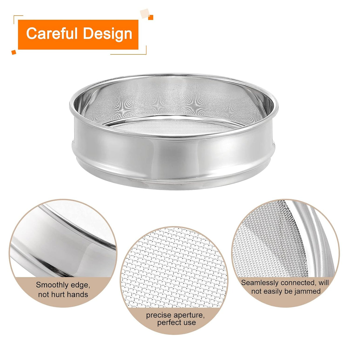 35 Mesh Lab Sieve, 8" Diameter Test Sieve 304 Stainless Steel Wire Cloth (0.5mm) for Industrial Laboratory