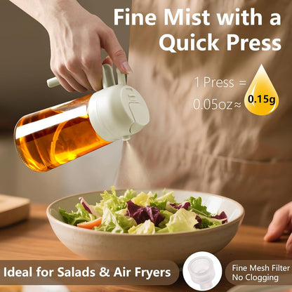 Olive Oil Sprayer for Cooking 16oz/470ml | Glass Oil Dispenser/Pour Bottle, Kitchen Accessories, Kitchen Gadgets for Air Fryer, Salad, BBQ, with Stickers (Black)