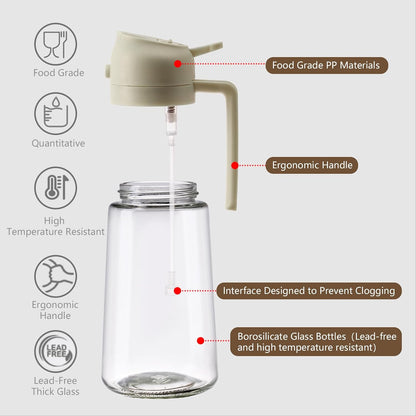 Olive Oil Sprayer for Cooking 16oz/470ml | Glass Oil Dispenser/Pour Bottle, Kitchen Accessories, Kitchen Gadgets for Air Fryer, Salad, BBQ, with Stickers (Black)