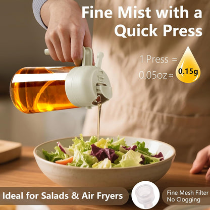 Olive Oil Sprayer for Cooking 16oz/470ml | Glass Oil Dispenser/Pour Bottle, Kitchen Accessories, Kitchen Gadgets for Air Fryer, Salad, BBQ, with Stickers (Black)