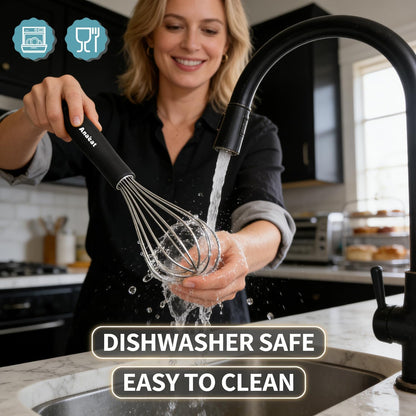 3 Packs Stainless Steel Whisk Set - Balloon Whisk, Thick Stainless Steel Wire ＆ Strong Handles, Egg Beater for Cooking, Blending, Whisking, Beating and Stirring (9"+11"+12")