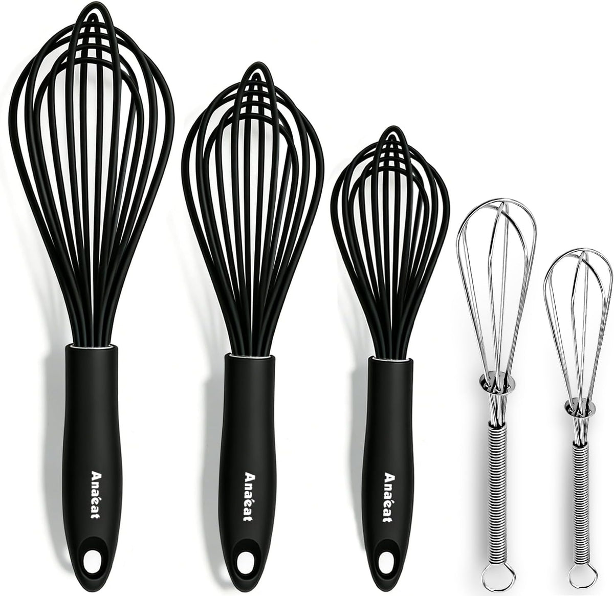 3 Packs Stainless Steel Whisk Set - Balloon Whisk, Thick Stainless Steel Wire ＆ Strong Handles, Egg Beater for Cooking, Blending, Whisking, Beating and Stirring (9"+11"+12")