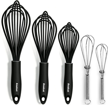 3 Packs Stainless Steel Whisk Set - Balloon Whisk, Thick Stainless Steel Wire ＆ Strong Handles, Egg Beater for Cooking, Blending, Whisking, Beating and Stirring (9"+11"+12")