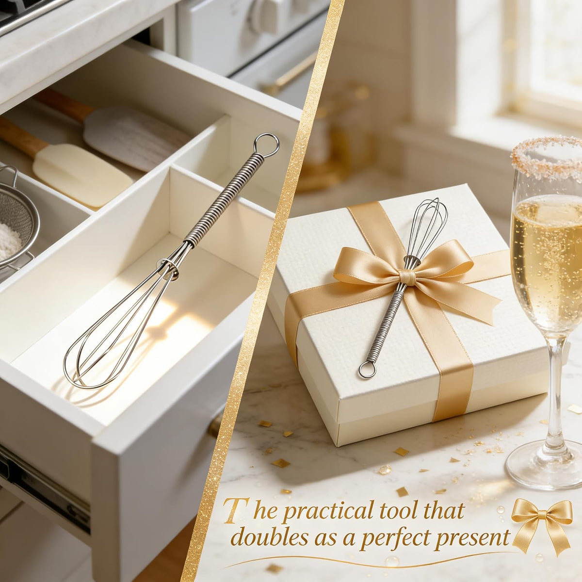 3 Packs Stainless Steel Whisk Set - Balloon Whisk, Thick Stainless Steel Wire ＆ Strong Handles, Egg Beater for Cooking, Blending, Whisking, Beating and Stirring (9"+11"+12")