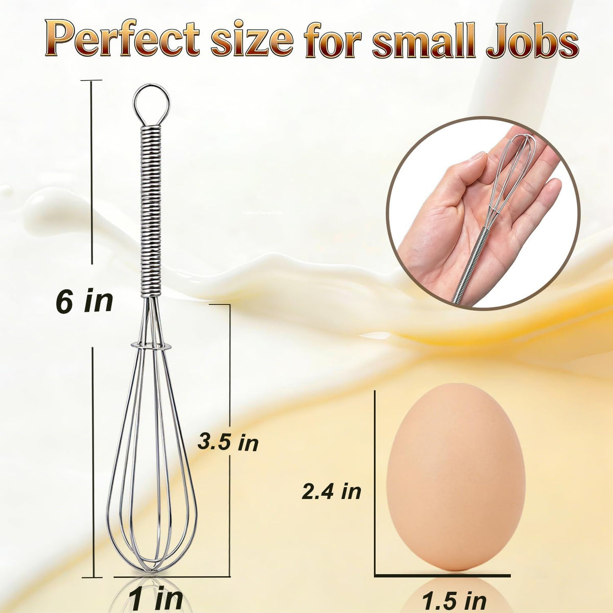 3 Packs Stainless Steel Whisk Set - Balloon Whisk, Thick Stainless Steel Wire ＆ Strong Handles, Egg Beater for Cooking, Blending, Whisking, Beating and Stirring (9"+11"+12")