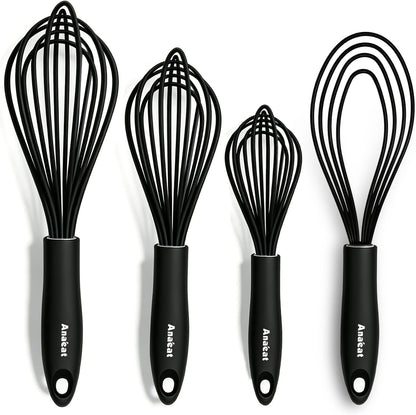3 Packs Stainless Steel Whisk Set - Balloon Whisk, Thick Stainless Steel Wire ＆ Strong Handles, Egg Beater for Cooking, Blending, Whisking, Beating and Stirring (9"+11"+12")