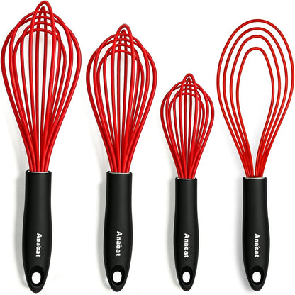 3 Packs Stainless Steel Whisk Set - Balloon Whisk, Thick Stainless Steel Wire ＆ Strong Handles, Egg Beater for Cooking, Blending, Whisking, Beating and Stirring (9"+11"+12")