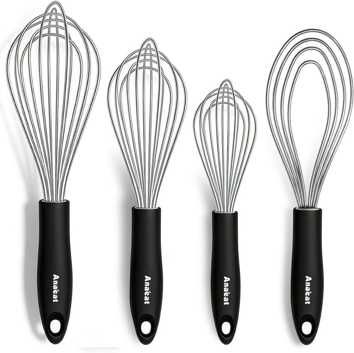 3 Packs Stainless Steel Whisk Set - Balloon Whisk, Thick Stainless Steel Wire ＆ Strong Handles, Egg Beater for Cooking, Blending, Whisking, Beating and Stirring (9"+11"+12")