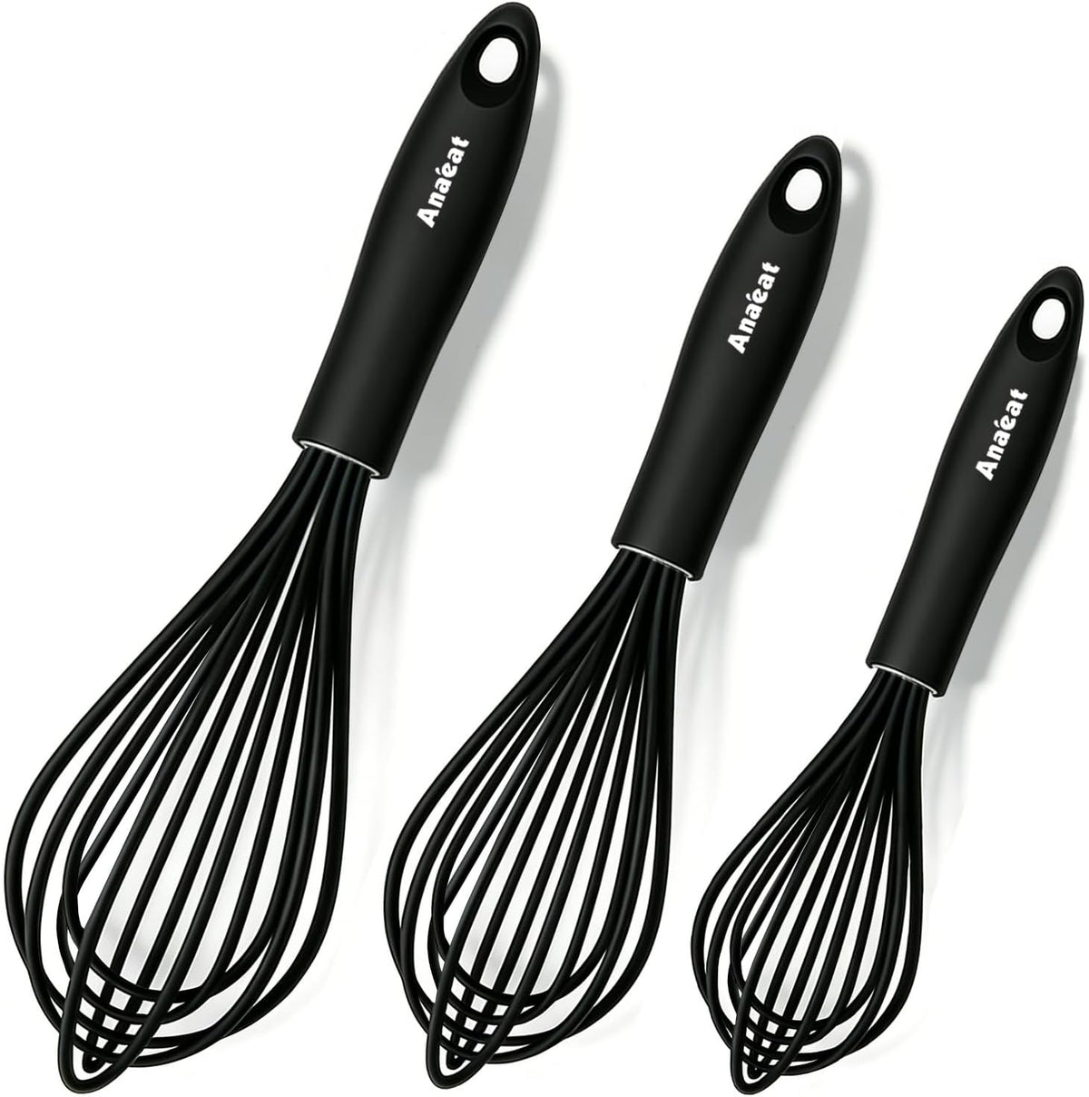 3 Packs Stainless Steel Whisk Set - Balloon Whisk, Thick Stainless Steel Wire ＆ Strong Handles, Egg Beater for Cooking, Blending, Whisking, Beating and Stirring (9"+11"+12")