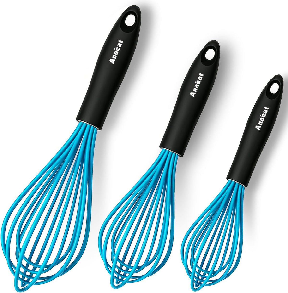 3 Packs Stainless Steel Whisk Set - Balloon Whisk, Thick Stainless Steel Wire ＆ Strong Handles, Egg Beater for Cooking, Blending, Whisking, Beating and Stirring (9"+11"+12")