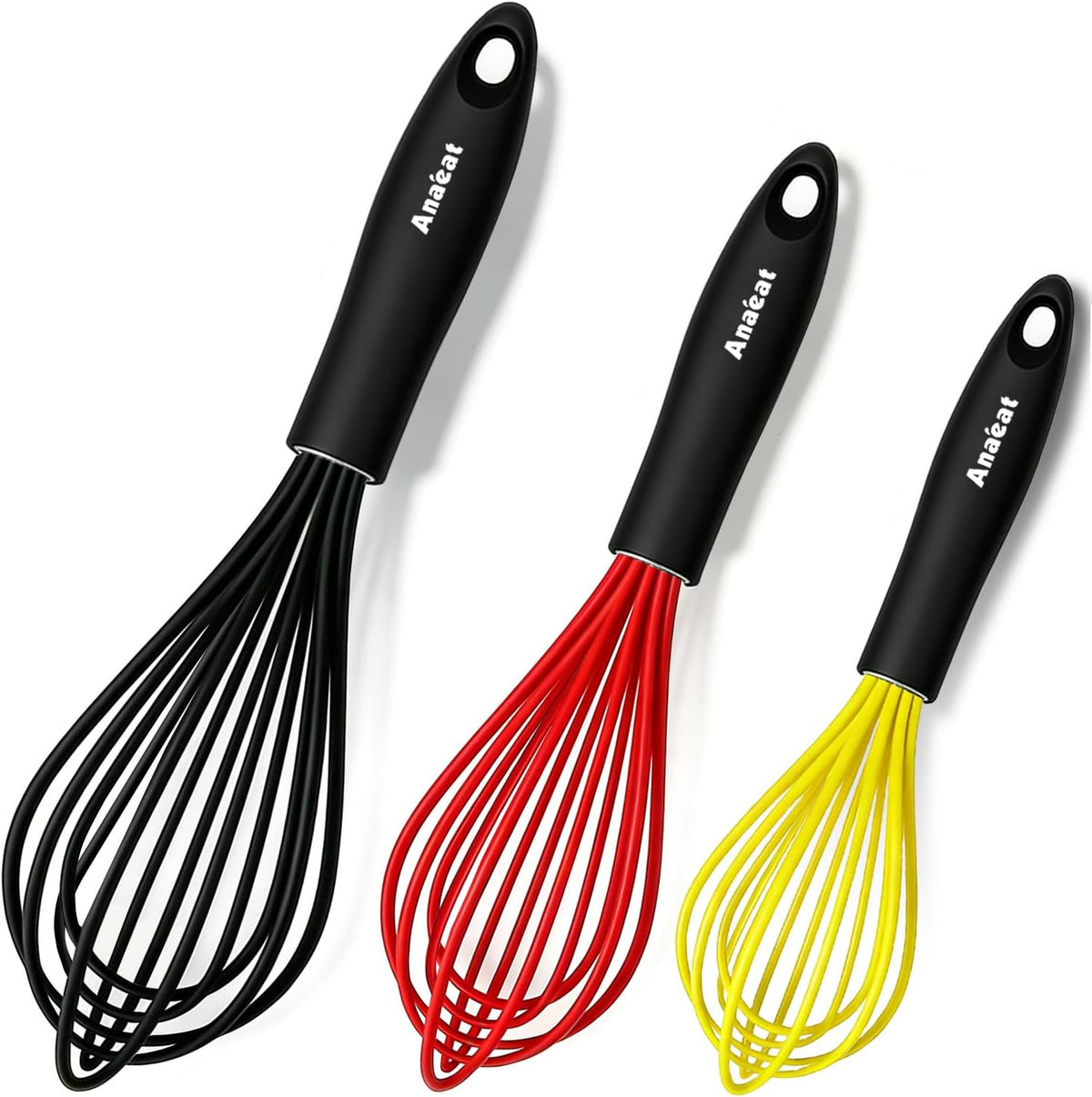 3 Packs Stainless Steel Whisk Set - Balloon Whisk, Thick Stainless Steel Wire ＆ Strong Handles, Egg Beater for Cooking, Blending, Whisking, Beating and Stirring (9"+11"+12")