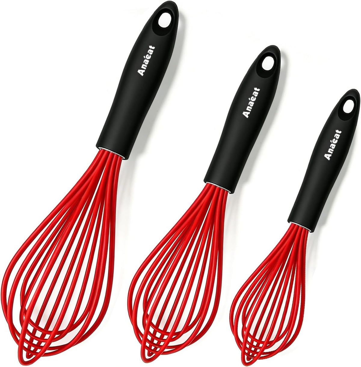 3 Packs Stainless Steel Whisk Set - Balloon Whisk, Thick Stainless Steel Wire ＆ Strong Handles, Egg Beater for Cooking, Blending, Whisking, Beating and Stirring (9"+11"+12")