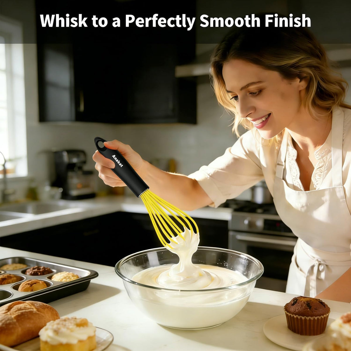 3 Packs Stainless Steel Whisk Set - Balloon Whisk, Thick Stainless Steel Wire ＆ Strong Handles, Egg Beater for Cooking, Blending, Whisking, Beating and Stirring (9"+11"+12")