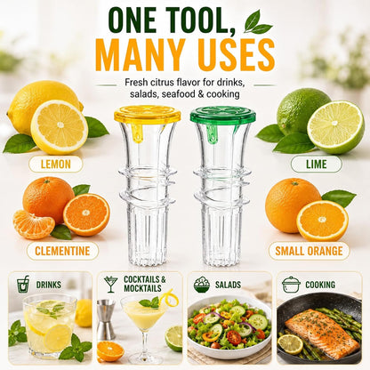 Lemon Squeezer, 2-Pack Screw Top Manual Juicer with Pour Spout - Handheld Citrus Press for Lime, Orange, Easy to Clean & Carry for Kitchen, Cocktails, Drinks, Outdoor