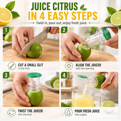 Lemon Squeezer, 2-Pack Screw Top Manual Juicer with Pour Spout - Handheld Citrus Press for Lime, Orange, Easy to Clean & Carry for Kitchen, Cocktails, Drinks, Outdoor