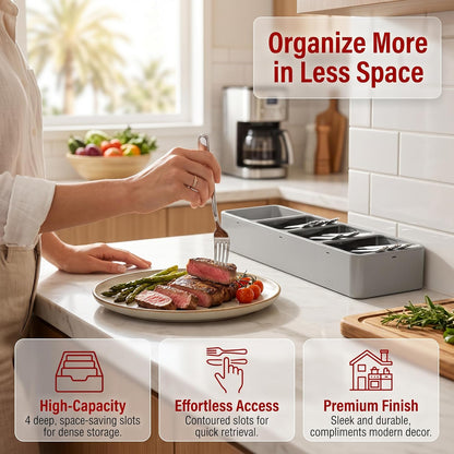 Silverware Organizer for Drawer - Utensil Drawer Organizer Compact Utensil Organizer Silverware Tray Cutlery Organizer Spoon Drawer Kitchen for Kitchen, Office, Bathroom, Living room