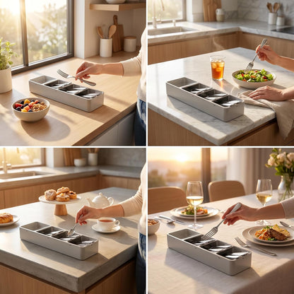 Silverware Organizer for Drawer - Utensil Drawer Organizer Compact Utensil Organizer Silverware Tray Cutlery Organizer Spoon Drawer Kitchen for Kitchen, Office, Bathroom, Living room