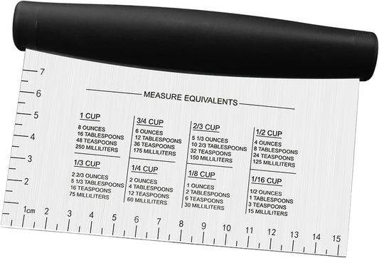 Stainless Steel Dough Bench Scraper & Chopper, Pastry Cutter for Kitchen (1 Pack, Black)