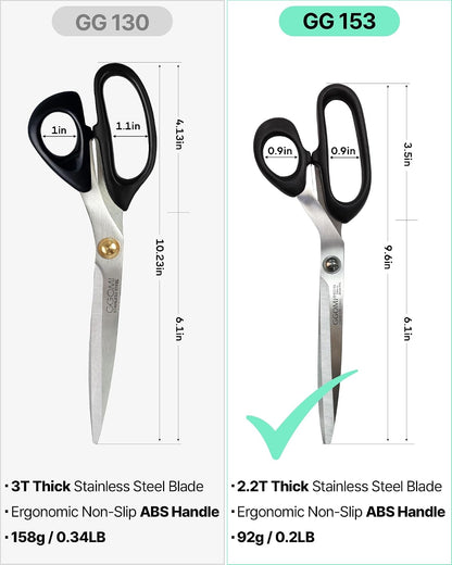 2.2T Stainless Blade Kitchen Scissors - 9.6in x 1Pack | Korean Style Sharp Heavy Duty All Purpose Kitchen Shears for Cooking Food | Barbecue Kalbi Rib Meat Cutting Dishwasher Safe (GG153, Black)