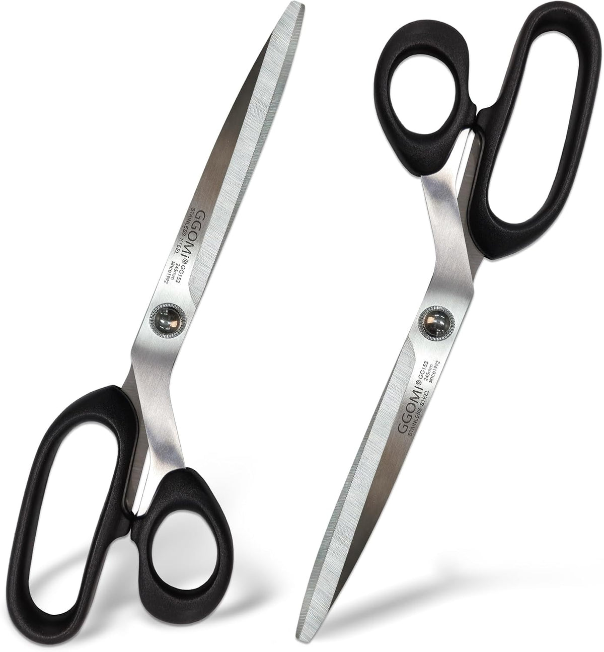 2.2T Stainless Blade Kitchen Scissors - 9.6in x 1Pack | Korean Style Sharp Heavy Duty All Purpose Kitchen Shears for Cooking Food | Barbecue Kalbi Rib Meat Cutting Dishwasher Safe (GG153, Black)