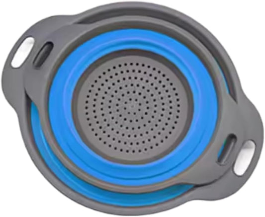 Collapsible Colander Set of 2 Round - Silicone Kitchen Strainer Set