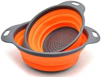 Collapsible Colander Set of 2 Round - Silicone Kitchen Strainer Set