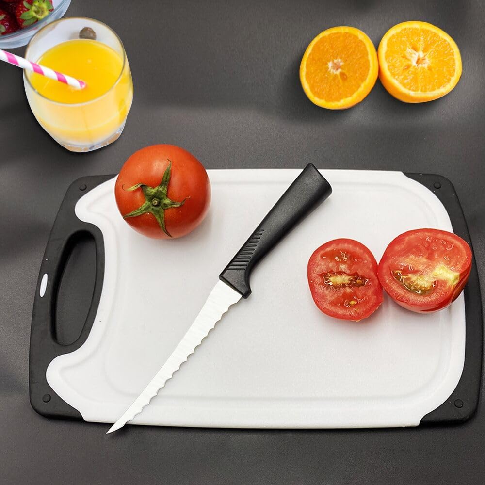 2Pack 5" Serrated Tomato Knife with Non-slip Handle - German Steel Blade Tomato Slicer| Ultra-Sharp Stainless Steel Kitchen Knives for Slicing Tomatoes, Onions & Soft Fruits | Dishwasher Safe